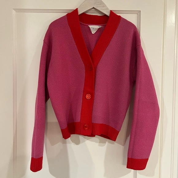 Hyacinth House Pink and Red Women's Cardigan Sweater - Picture 1 of 4